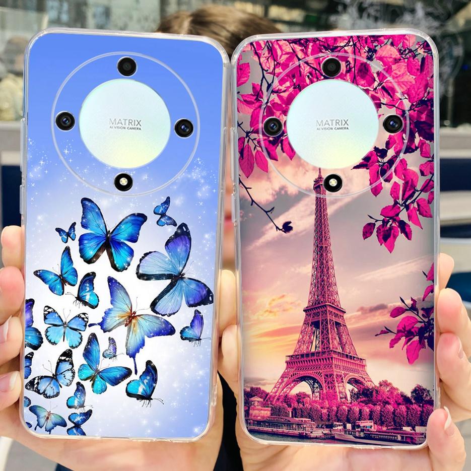 For Honor X9b 5G Case ALI-NX1 Cute Cat Butterfly Painted Cover Soft Silicone Phone Cases For Honor X9b X 9b HonorX9b Soft Fundas
