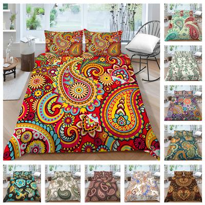 Sada povlečení s 3D vzorem Paisley Povlak na přikrývku v indickém stylu 2/3 kusy AU210 * 210 Oversize Měkká domácí dekorace na zip