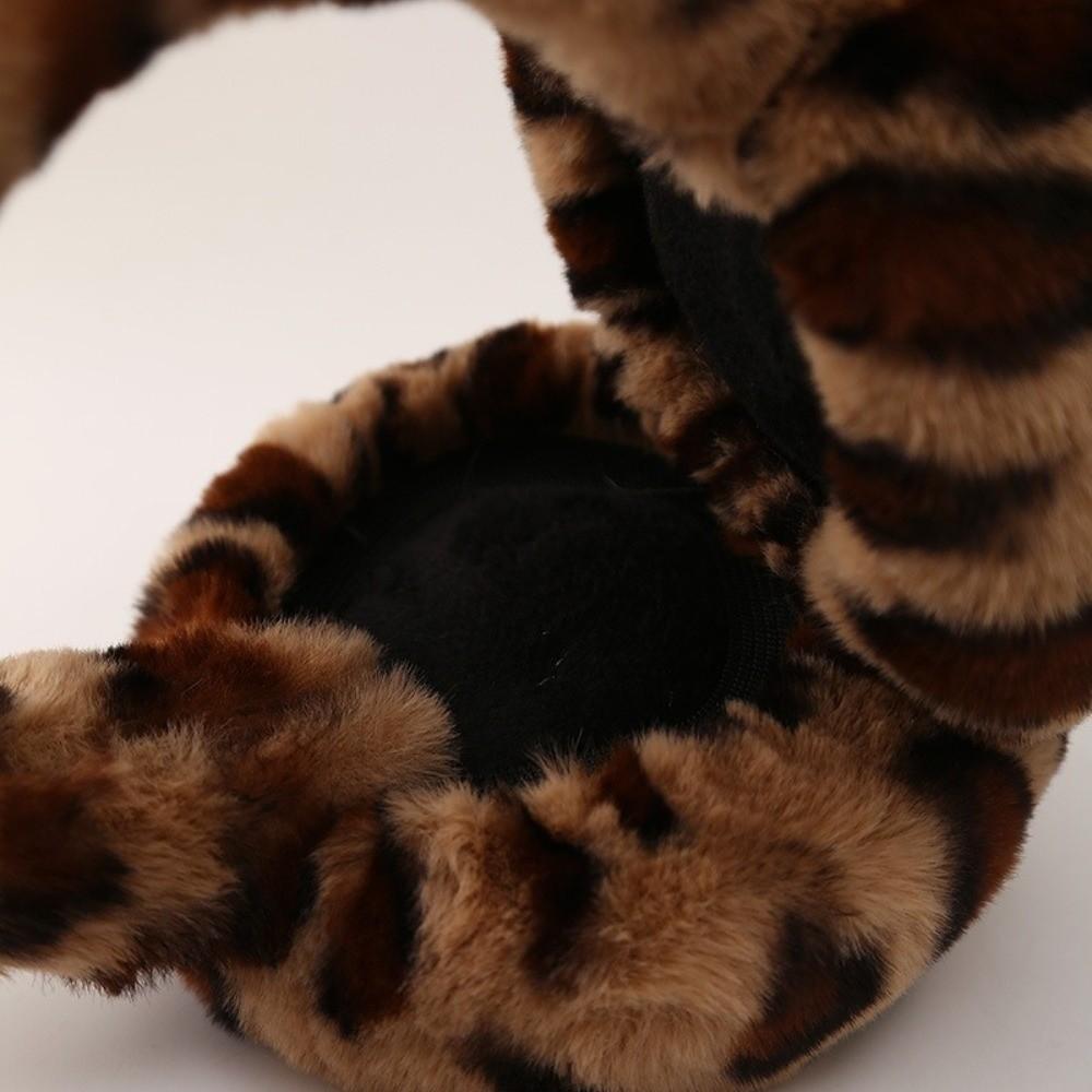 Collapsible Leopard Ear Warmer Thickened Winter Earmuffs Fashion Ear Cover  for Women Girls