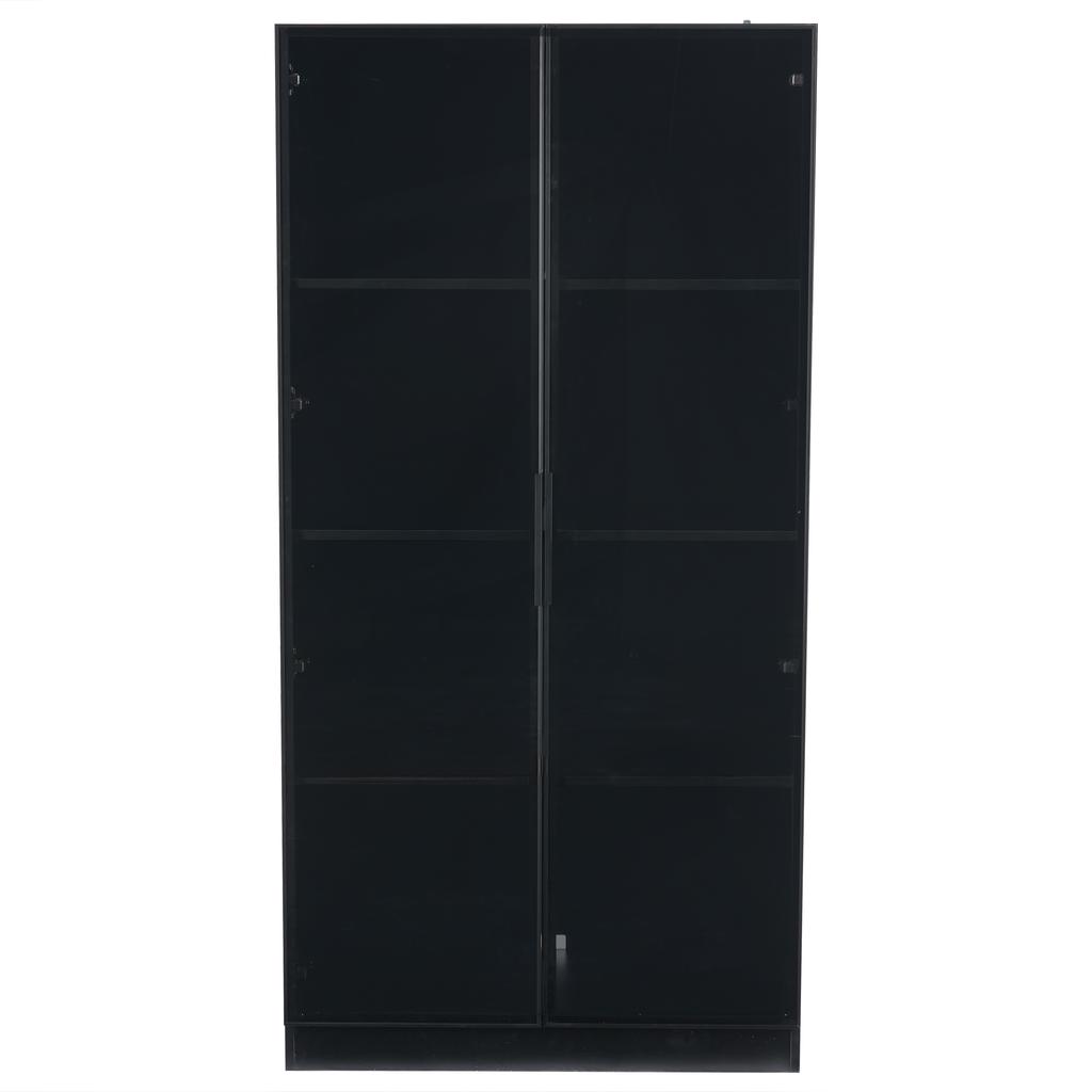 Glass Display Cabinet with App LED Lighting, Double-Door with Movable Shelves, 80*40*160cm, Tall Cabinet for Living Room, Bathroom Cabinet