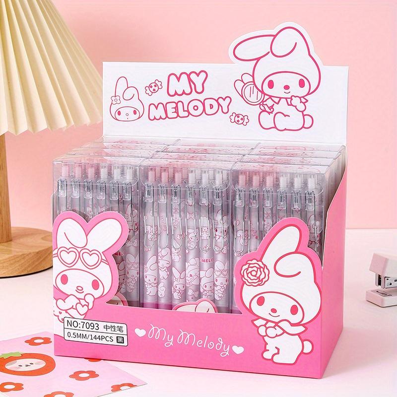 144Pcs 0.5mm Creative Cartoon Pink Rabbit Press Pen Cute High-value Press Neutral Pen Stationery Gift