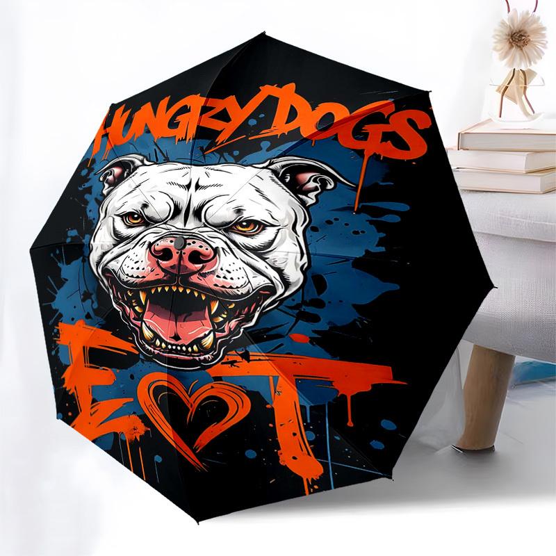 1pc hungry dogs Automatic Open, Windproof, Compact Travel Umbrella, Gift for Birthday, Christmas, Business 93061