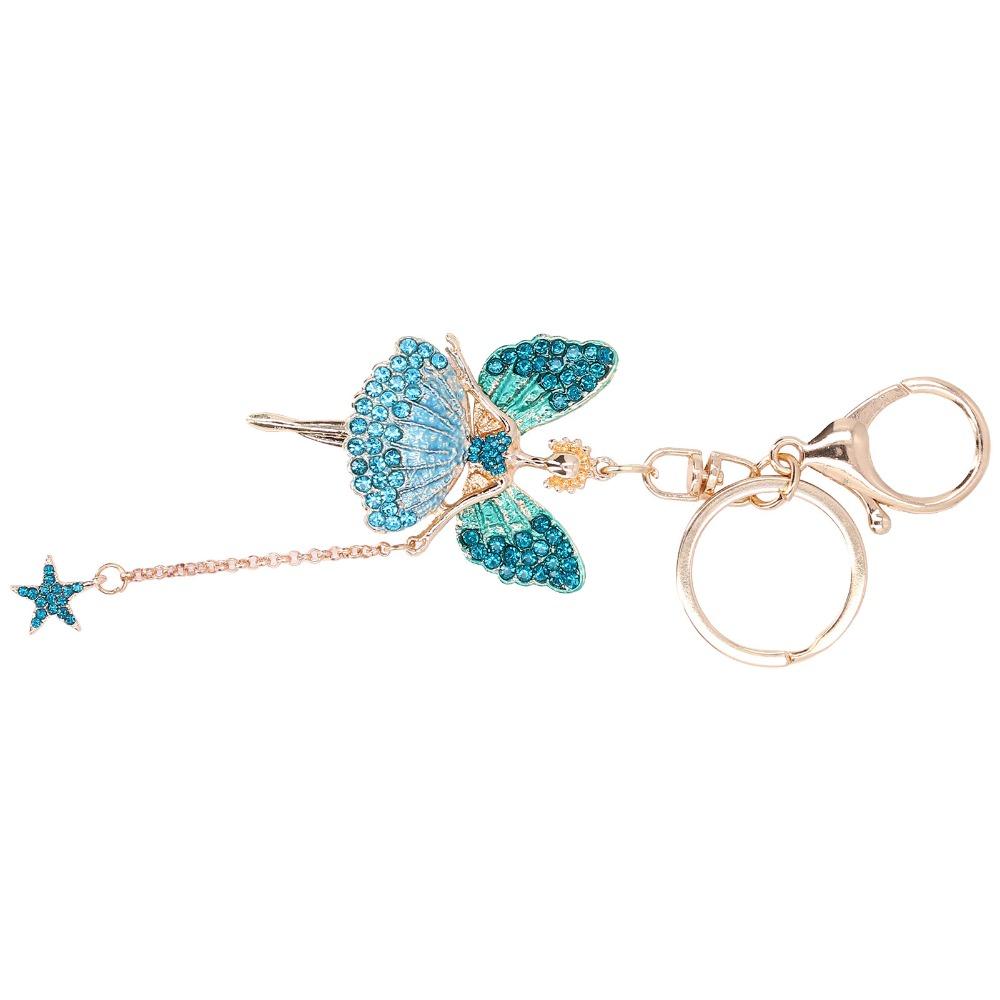 1pcs Rhinestone Decoration Angel Girl Keychain Butterfly Fairy Keychain For Women