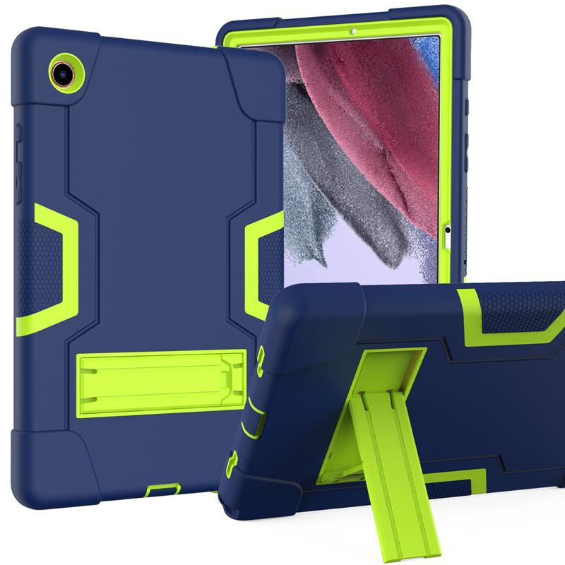 Color Block Protective Case for Samsung Tab A9 Plus - Silicone & PC Three-Proof Drop Protection