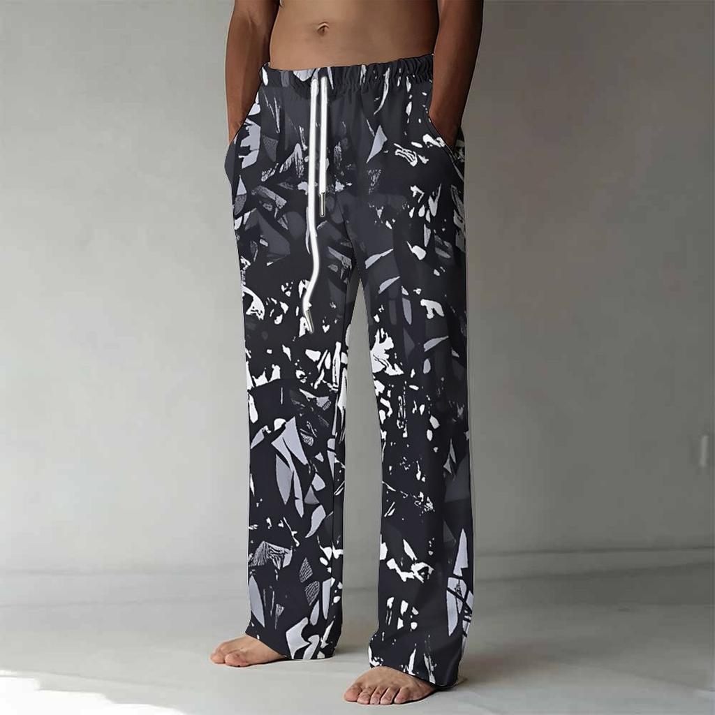 Men's Loose Casual Solid Color  Trousers Camouflage Printed Straight Pants