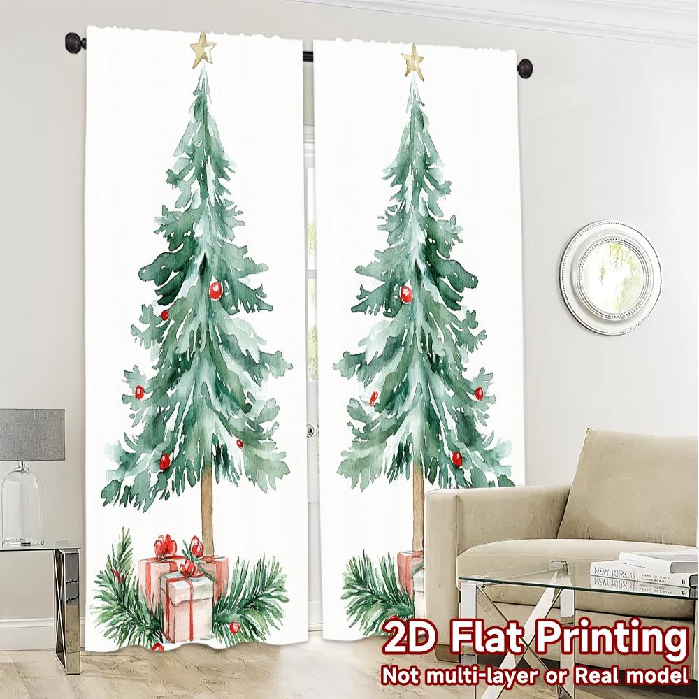 2 Stück, Vorhänge Weihnachtsbäume Schnee Geschenk Beliebter Druck Vorhänge Vielseitige Stoffvorhänge Alle Jahreszeiten Perfekt für Wohnzimmer,