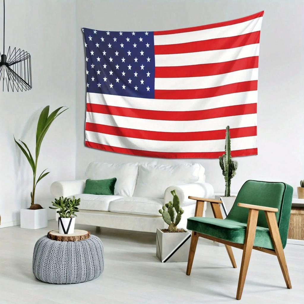 Large American Flag Tapestry Patriotic Stars and Stripes Wall Hanging Red White Blue Soft Fabric Decor for Living Room Bedroom