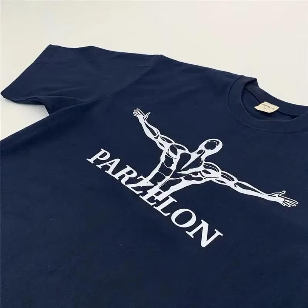 European and American High-quality Summer Cotton Men's T-shirt Gym T-shirt Sports Top Oversized Outdoor Sports T-shirt