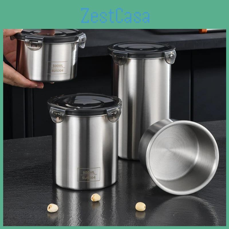 Stainless Sealed Steel Food 5009001400ml Container Fresh Grain Vegetable Coffee Bean Jug Kitchen Organizer Storage Containers