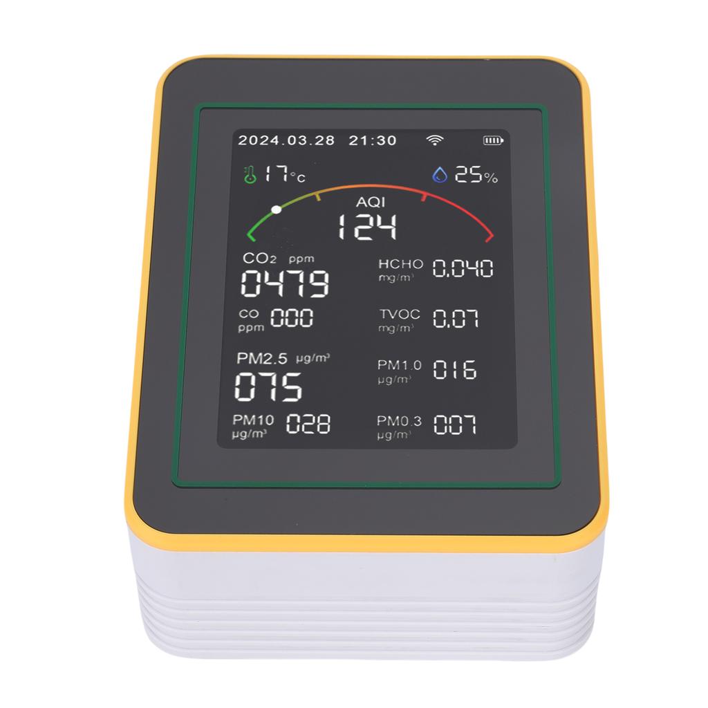 Quality Monitor, 15-in-1 WiFi Detector with Color LCD Screen Fit for Smart, Detects PM0.3 PM1.0 PM2.5 PM10 CO CO2 HCHO TVOC Temp Humidity