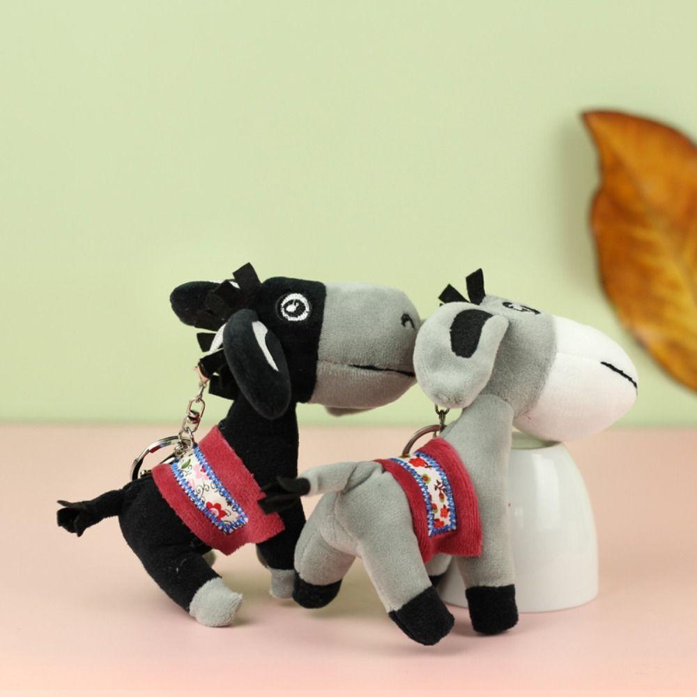 Fluffy Donkey Plush Keychain Soft Donkey Plush Toy Mini Donkey Stuffered Dolls  Hanging Ornaments