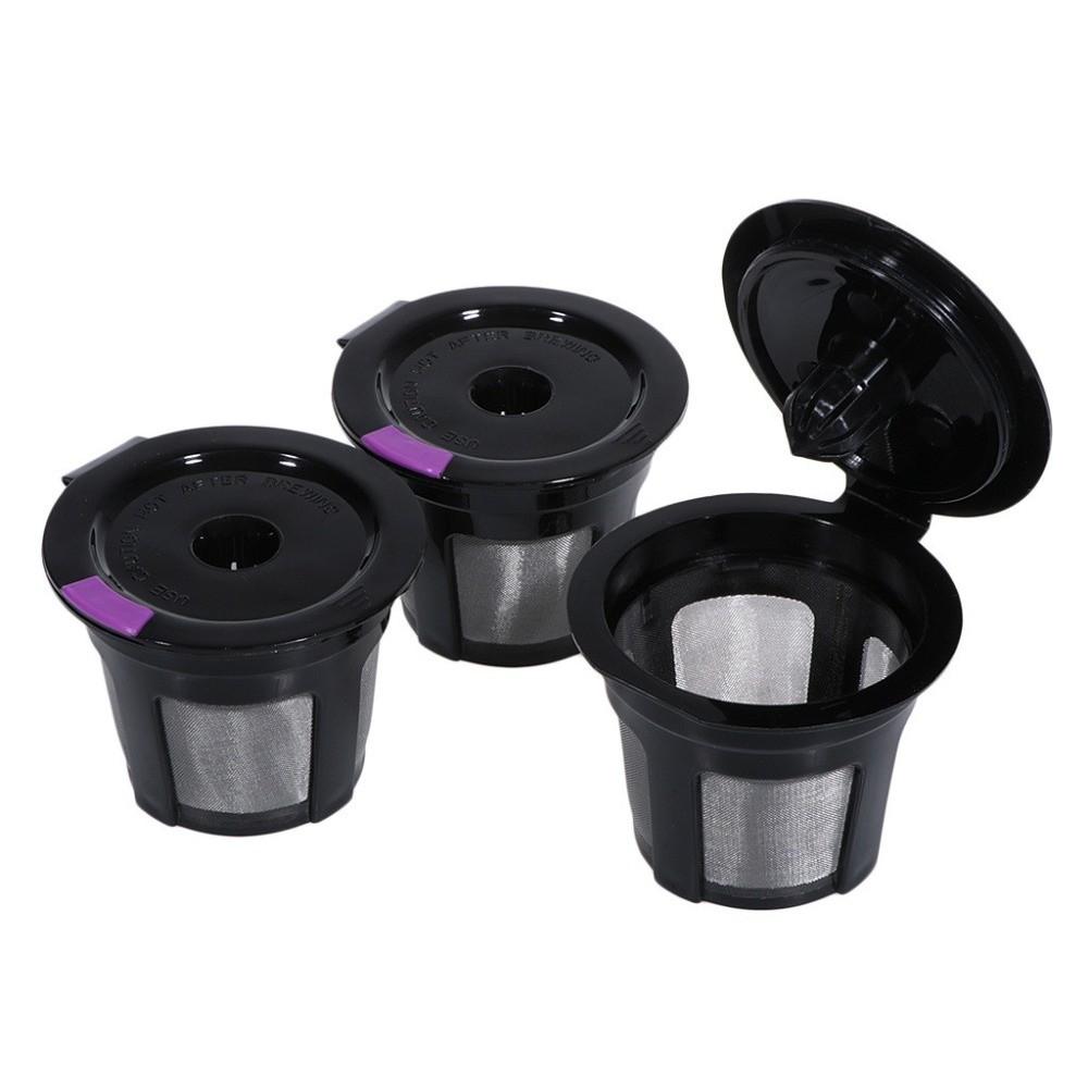 4pcs Reusable Coffee Filter Refillable Filter Universal Fit K-Cup Food-grade PP Stainless Steel Espresso Strainer Basket