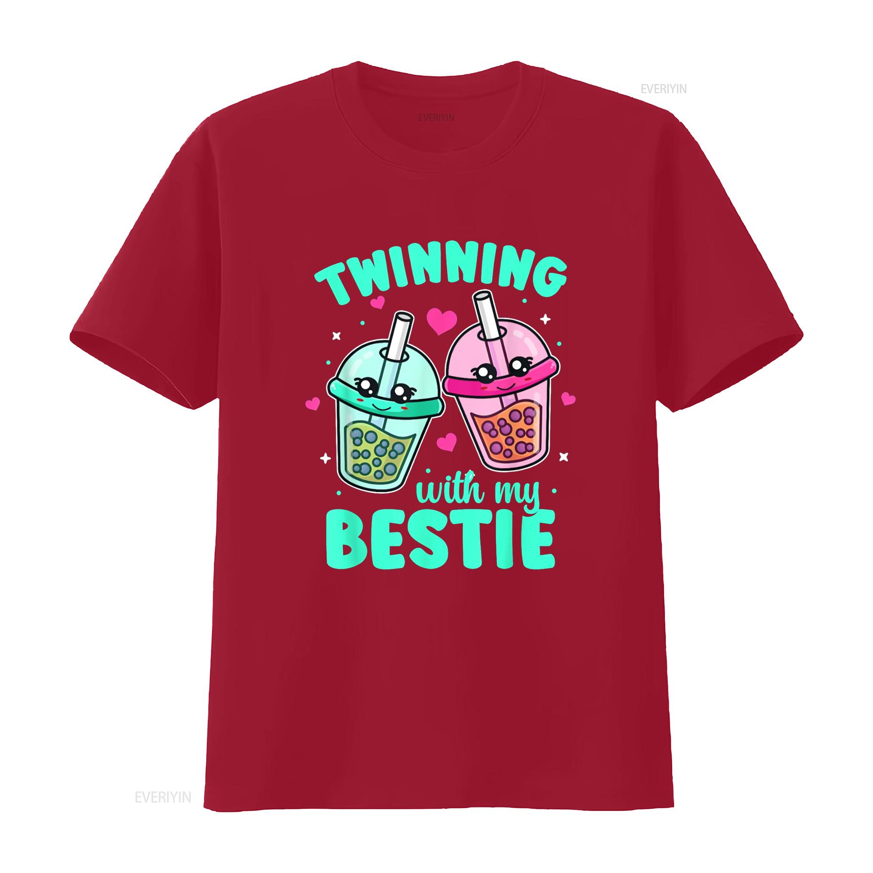 Twinning With My Bestie Twins Day Friends Matching T Shirt vintage Washed Breathable Top For Everyday Wear designer clothes S