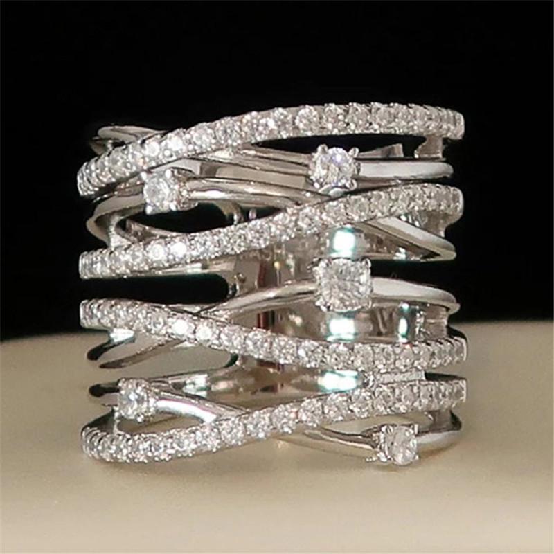 

925 Sterling Silver Cross Ring Female Wedding Party Accessories with Fashion Design Luxury Trendy Jewelry for Women 7