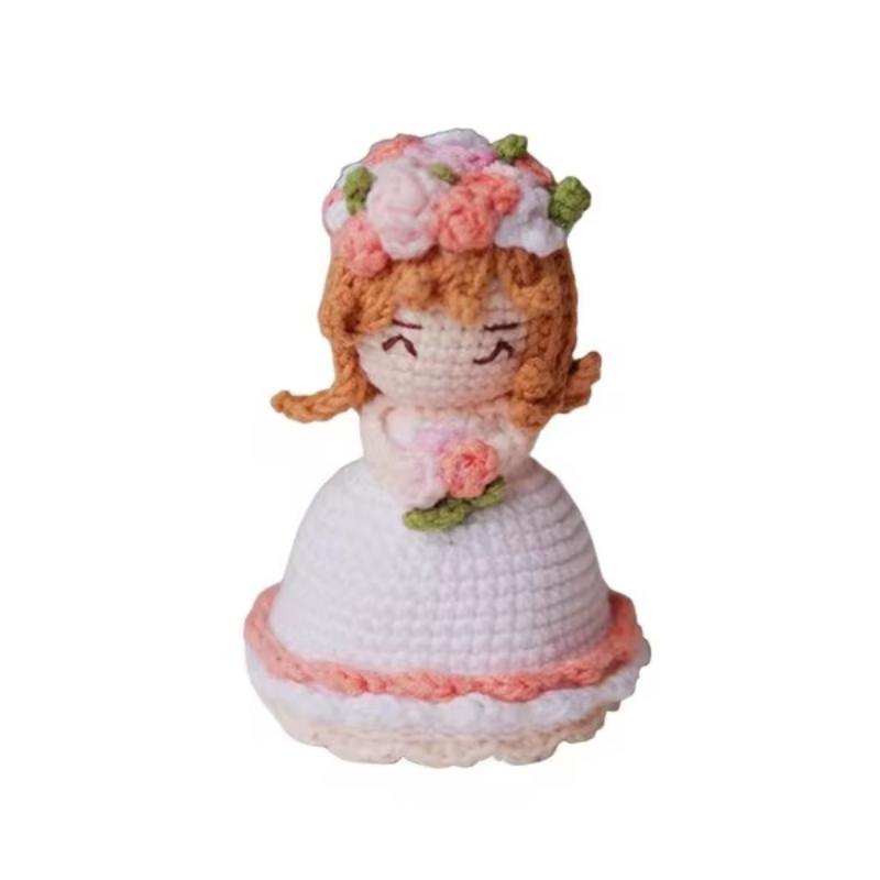 Ручная Вязаная Крючком Кукла Невеста для Переодевания Готовая Вязаная Ручная Сумка-Букет Вязаная Крючком Кукла Декор Стола Свадебный Спутник Подарок