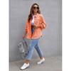 Women's Point Collar Long Sleeve Distressed Denim Jacket Loose Fit Raw Fringe Button Down Shirt