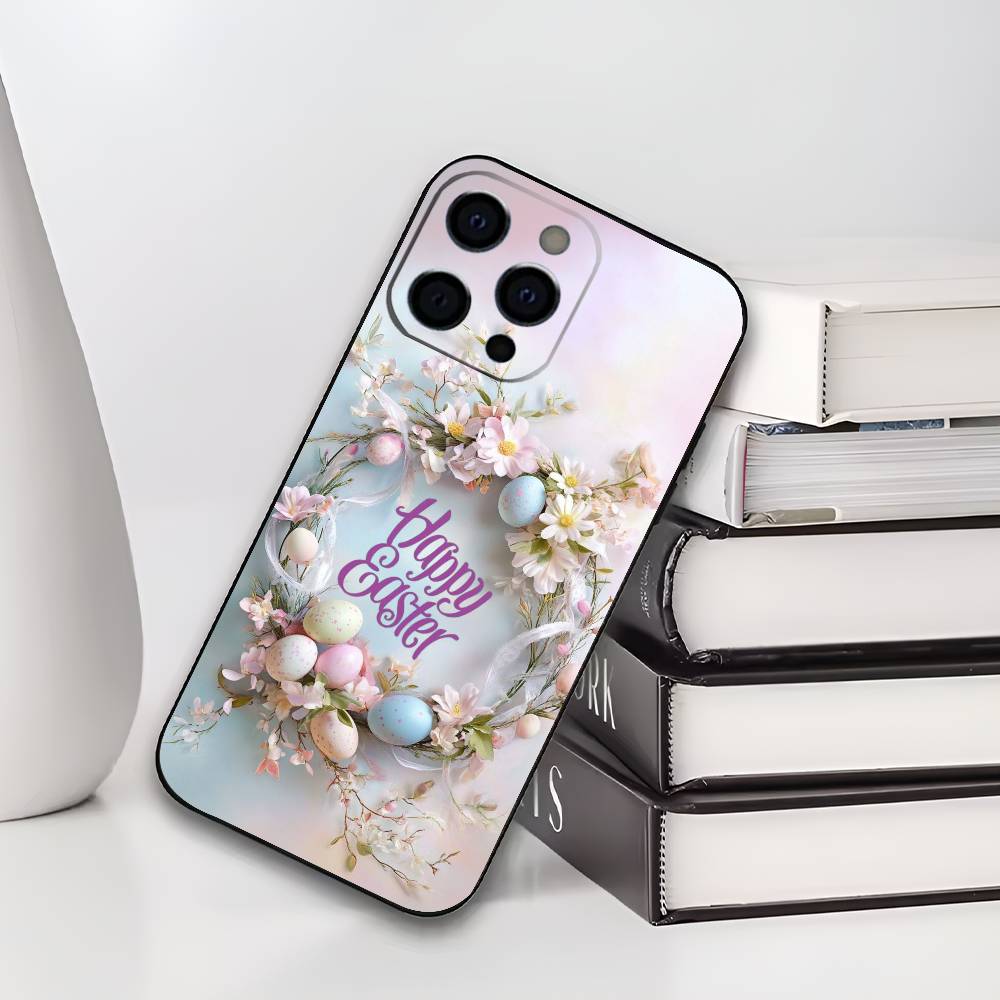 H-Happy Easter To You Phone Case For IPhone 17,16,15,14,13,12,11,Plus,Pro,Max,Plus,XS,soft case Black silicone