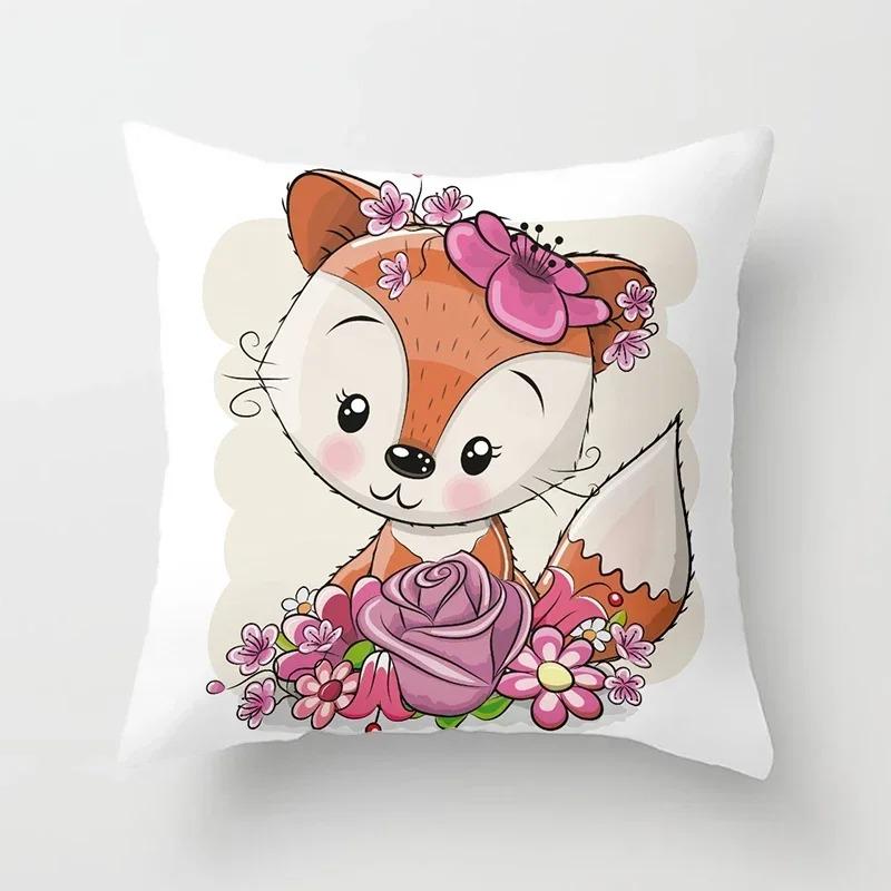 Cartoon Fuchs Tierdruck Kissen Kissenbezug Dekokissenbezug