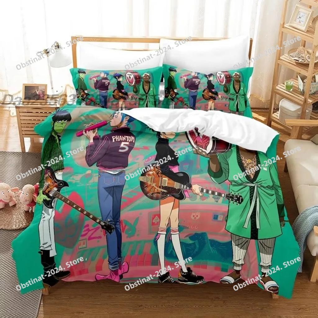 G-Gorillaz Bedding Set,virtual Band Gorillaz Duvet Covers Double Bed Twin Size Bedding Quilt Cover Cartoon Children's for Home
