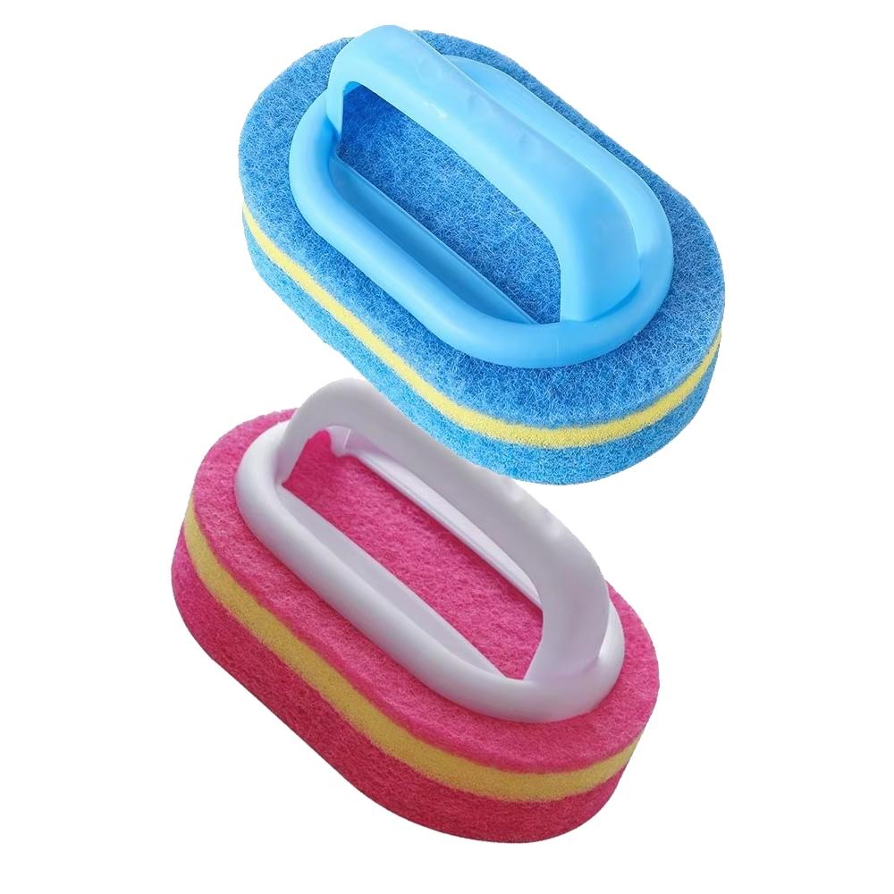 Cleaning Brush with Handle Kitchen Sponge Wipe Thickening Bathroom Tile Cleaning Sponge Household Stain Removal Clean Tools