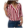 Casual Loose V-neck Striped Chiffon Long-Sleeved Women's Pullover Shirt