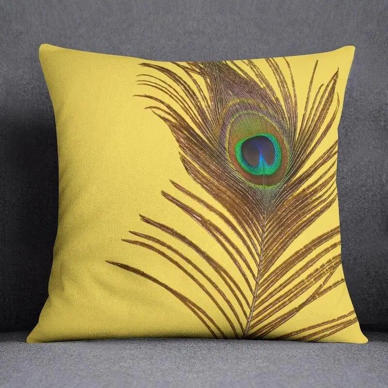 45Cm*45Cm Peacock Feather Series Pillow Decorative Pillow Bedroom Sofa Car Cushion Cover Pillowcase