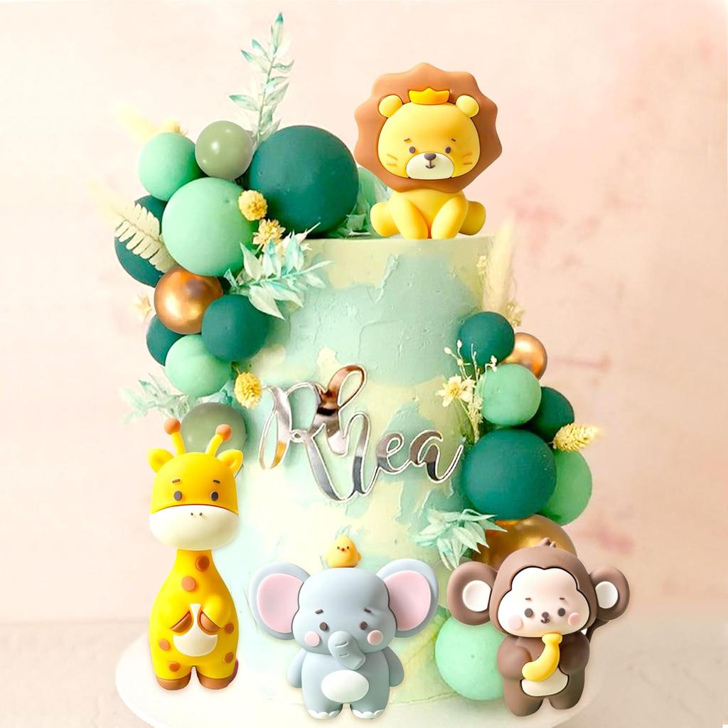 24 BUC Decor Tort Drăguț Baby Shower Jungle Animale Safari Decor Tort Girafă Maimuță Elefant Leu Topper Tort