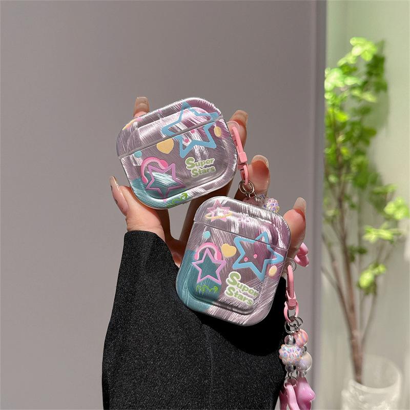 Ins Pentagram for Airpods4 Protective Case Apple Bluetooth Pro2 3rd Generation Earphone Cover Small Fresh Pendant 1