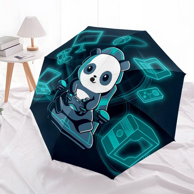 1pc Gamer Panda Auto Open/close, All-Season Portable Folding Umbrella for Women & Men, Travel, Everyday, Formal Events - Compact Luxury Parasol, Outdo