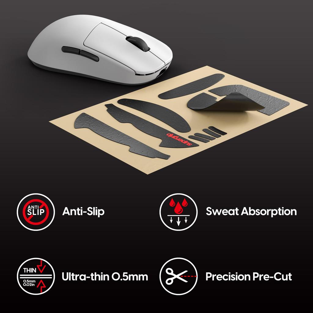 Pulsar Gaming Gears Supergrip X2A Medium Gaming Mouse Grip Pre-cut Anti-Slip Anti-Slip Tape, Ultra-Thin