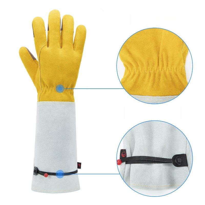 1 Pair Protective Cowhide Long Tube Gardening Gloves