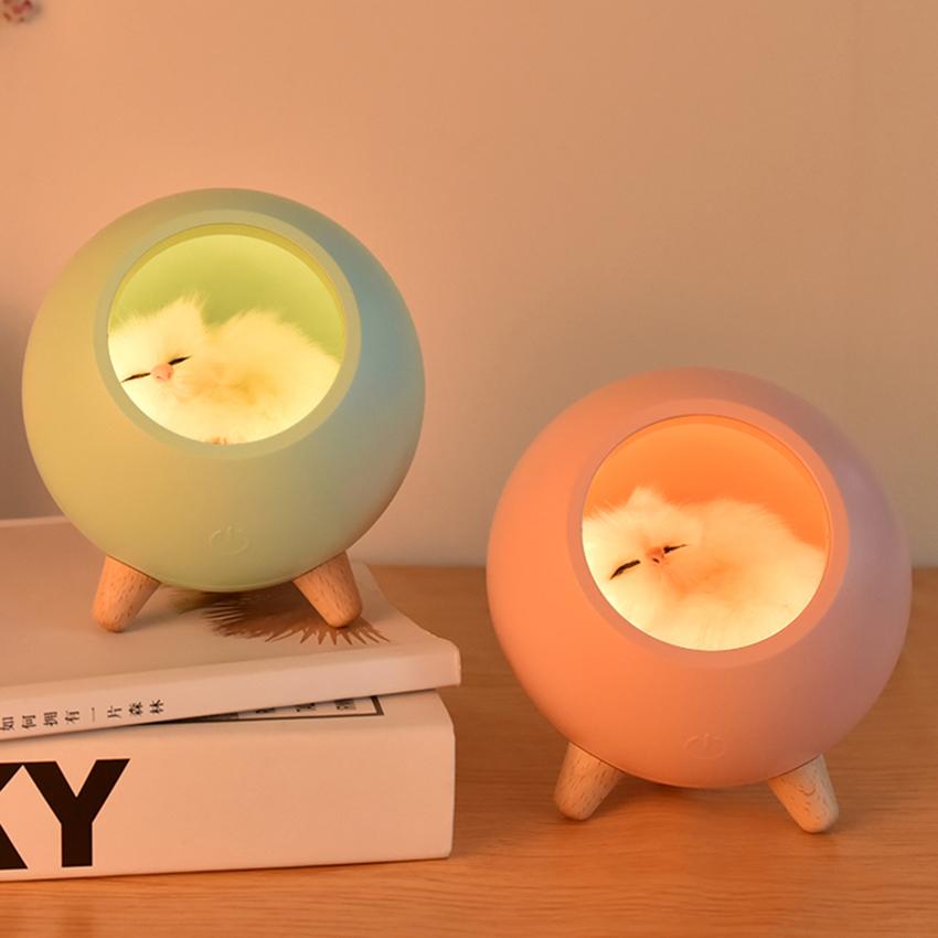 Dream Cat Night Lamp Desk Light USB Rechargable Battery For Girl Kids Gift Bedroom Luminar Room Decorate Dropshipping