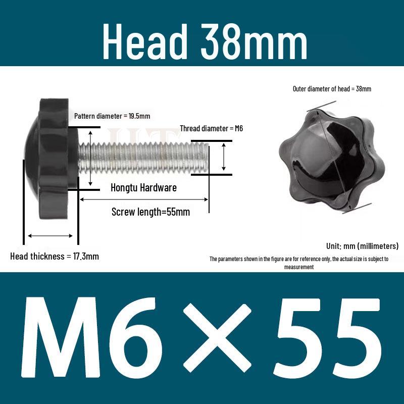 32-Head Rubber Six-Star Plum Blossom Handle Knob M5/M6/M8 Plastic Thumb Screw