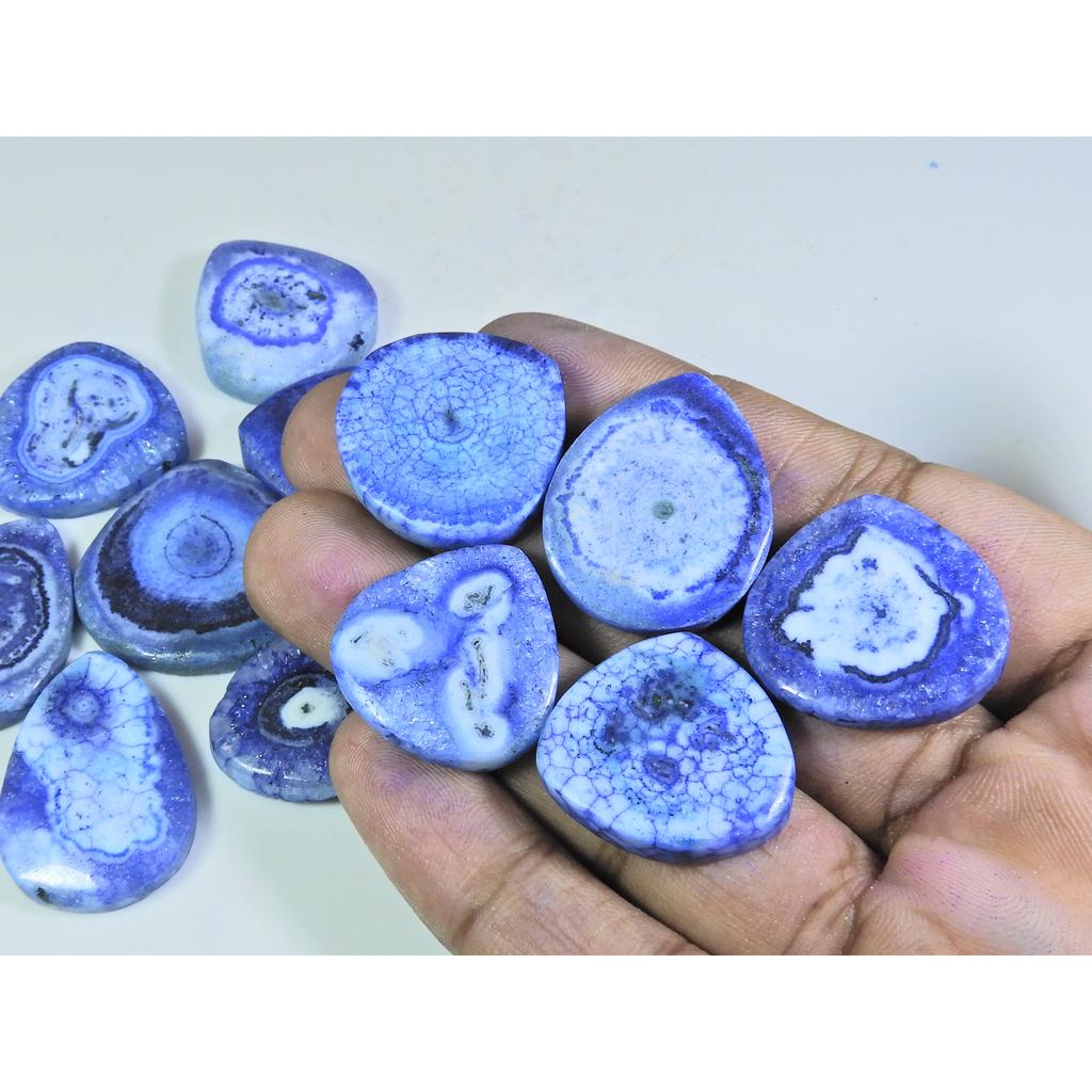 379Cts.Dyed Solar Cab Druzy Agate Pear Shape Cabochon Loose Gemstone 13Pcs A-711