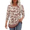 Damen Freizeit Oberteil Lockere Passform Dreiviertelarm Rundhalsausschnitt Bluse Leichter Bequemer Stoff Stilvolles Gemustertes Design