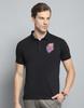 Monte Carlo Mens Printed Black Collar Neck Half Sleeve T-Shirt
