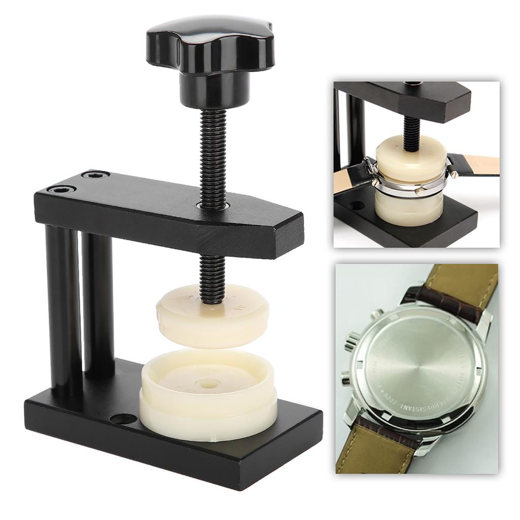 Screw Type Watch Crystal Front Back Case Cover Press Tool with 12 Dies Pressing Repair Kit Tool