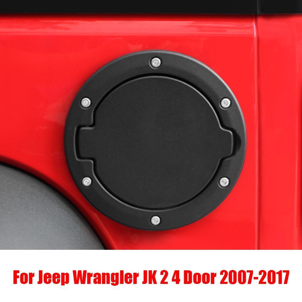 Gas Tank Cap Cover Car Fuel Filler Door Cover Aluminum Alloy Fuel Door Gas Tank Cover for  Wrangler JK 2007-2017 Accessories