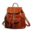 Gewachster Leder Damen Rucksack Leder Zugband Rucksack