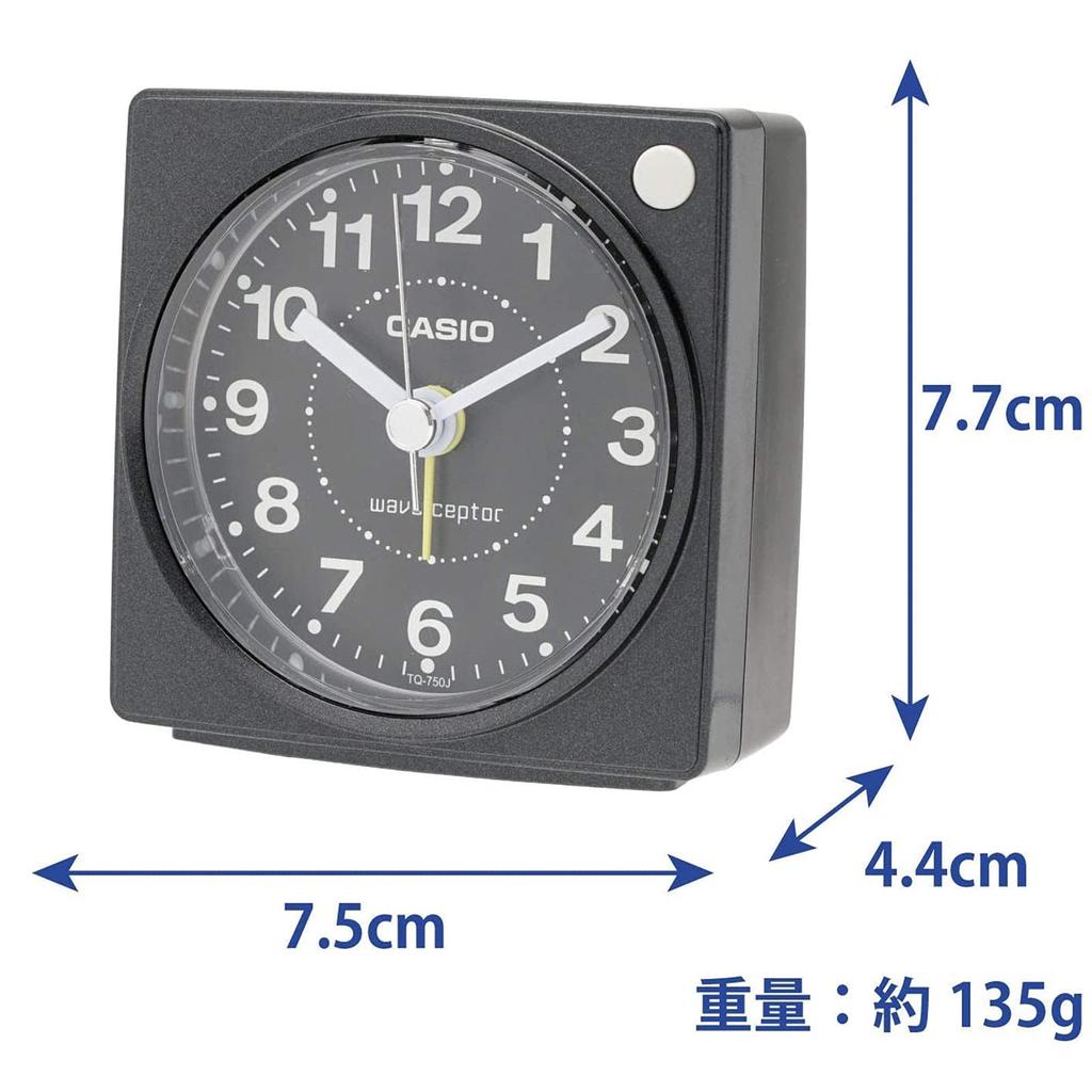 Casio Wecker mit Licht TQ-750J-1JF Uhr, Funkgesteuert, Schwarz, Analog, Uhr, Kompakt,
