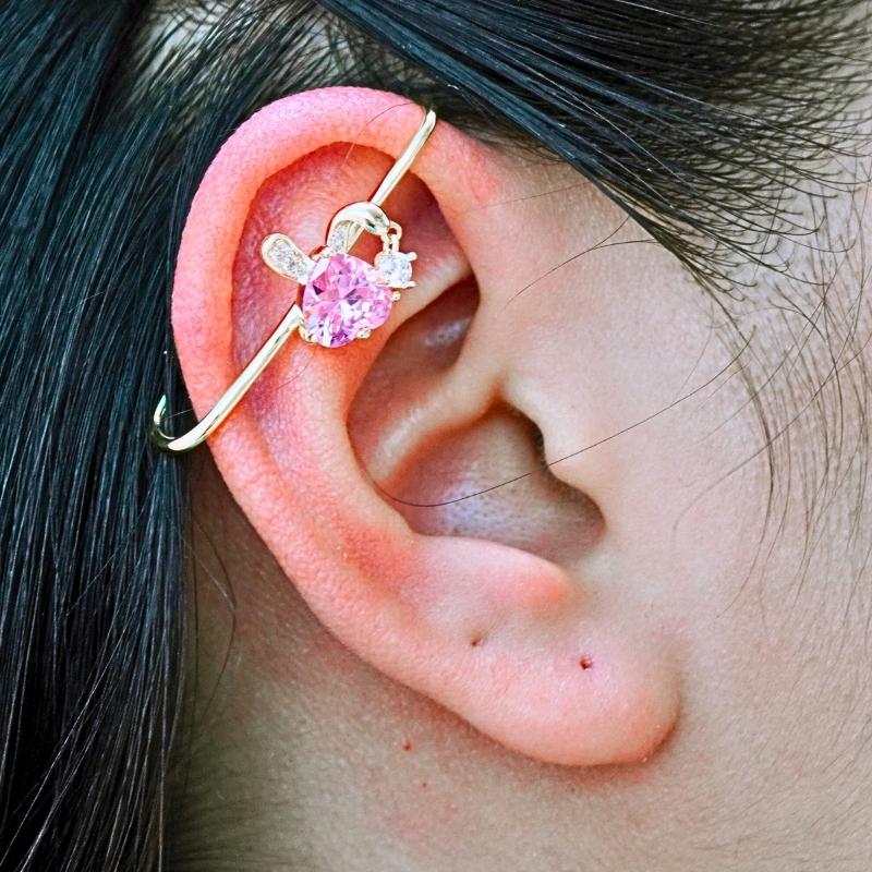 Hot Sale Trendy Women's 63mm 2.5g Long Barbell Industrial Piercing Jewelry Stud Earrings Zircon Alloy S925 Silver Bow Shape