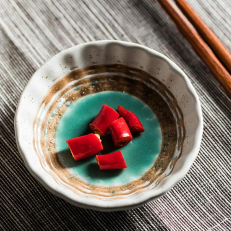 Japonský retro keramický kořenící talíř domácí svačinový talíř hotelová restaurace horký hrnec omáčka jídlo ochucené jídlo kuchyňské potřeby nádobí