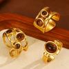 Retro-style Open Ring with Tiger-eye Stone Finger Ring - Fashionable, Elegant and High-end Accessory for Hands