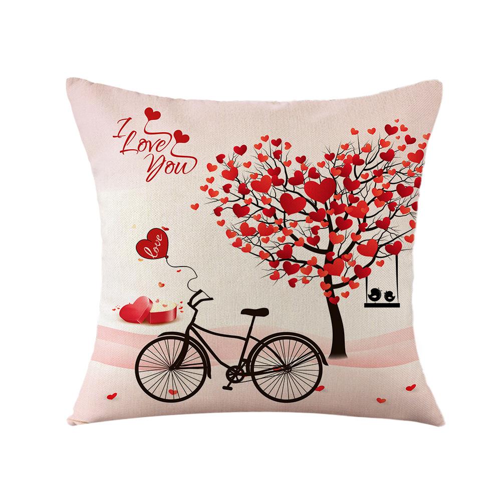 

Valentine s Day Pillow Case Linen Peach Skin Cushion Pillow Case Home Sofa Nordic Festival Pillow 45 * 45Cm (excluding pillow core)