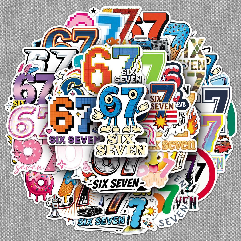 50 Sheets of American Hot Meme Stickers: 67 Waterproof Decorative Stickers for Helmets and Phones