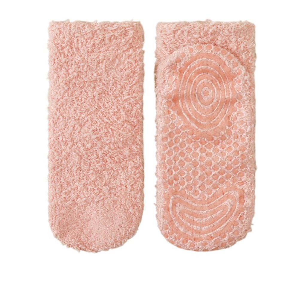 Silicone Grip Floor Socks Non-Slip Tube Socks Cozy Coral Fleece Socks  Autumn Winter Home Wear