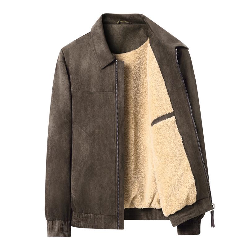 Lambswool Suede Faux Leather Jacket - Trendy Loose-Fit Autumn/Winter Retro Casual Outerwear