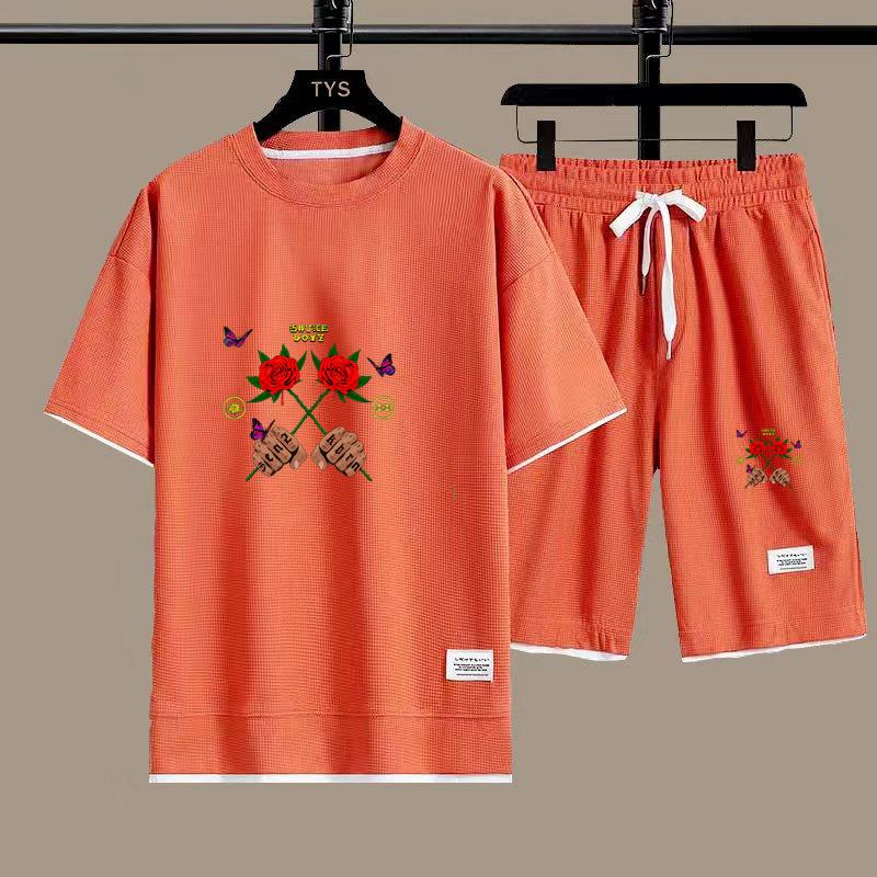 

Летний мужской комплект из двух предметов, мужская повседневная футболка + шорты, мужской спортивный костюм, модный спортивный костюм с короткими рукавами, S-XXXL 6XL