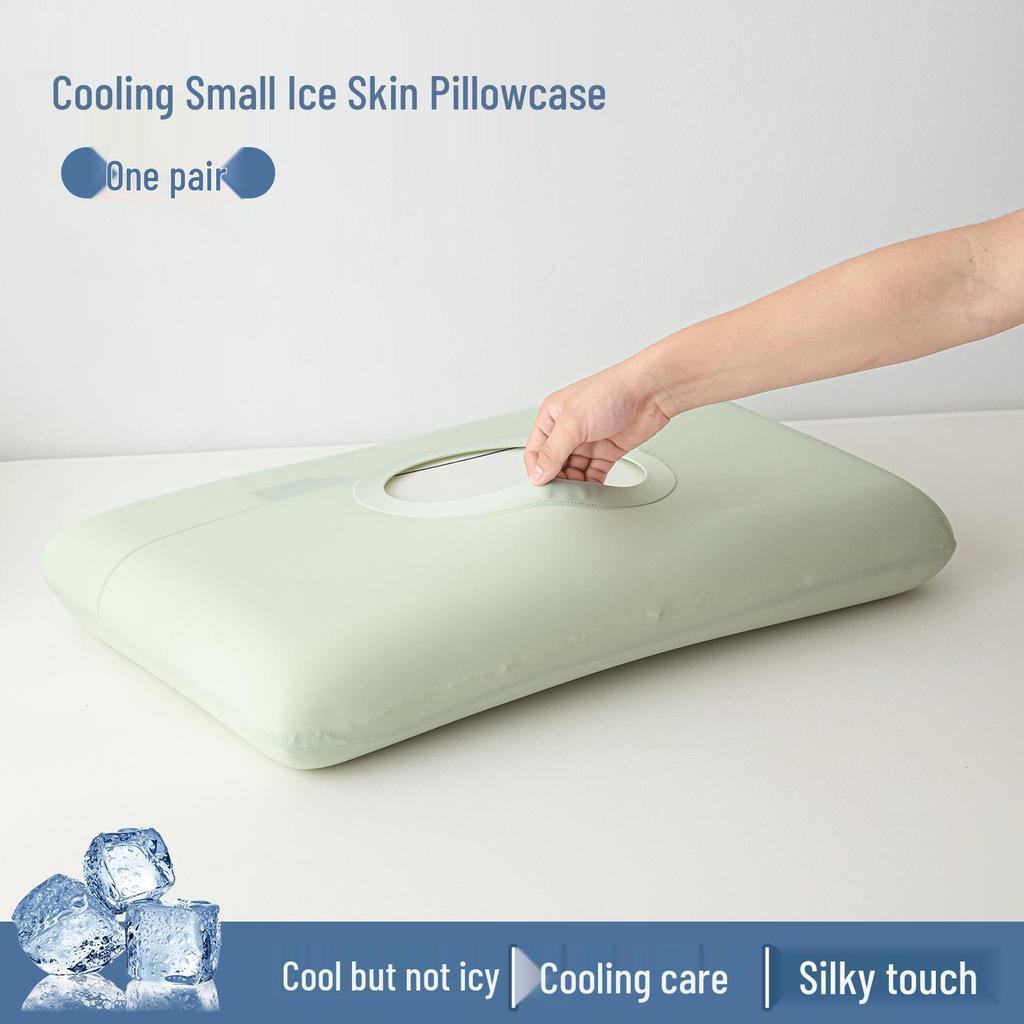 Free Shipping Ice Silk Pillowcases: Set of Two Cooling, High Elasticity, Summer Memory Foam Covers