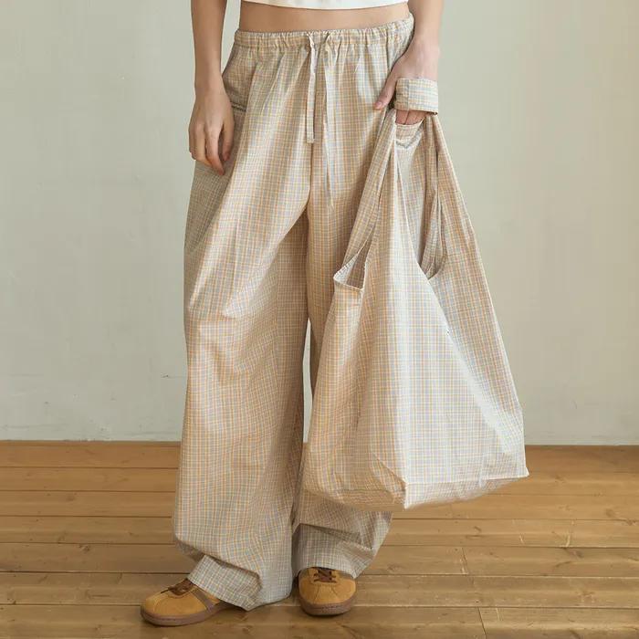 Check Wide Eco Bag Yellow